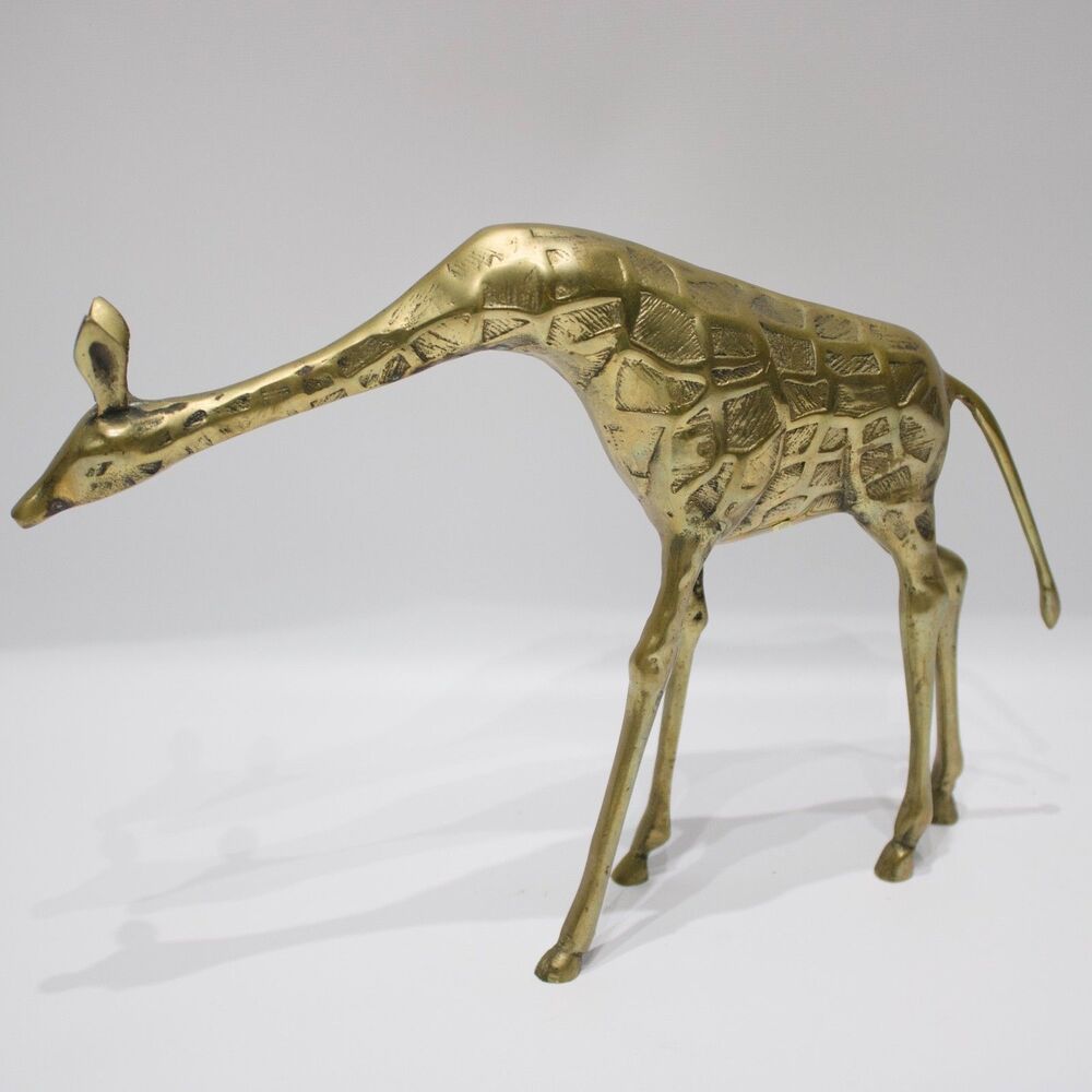 Vintage Mid-Century Brass Giraffe Figurine Sculpture 8.5" Tall Made in Korea